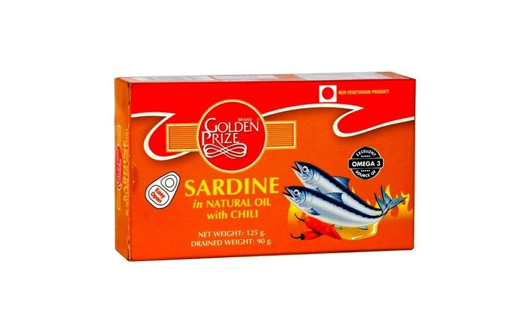 Golden Prize Sardine in Natural Oil with Chilli   Box  125 grams